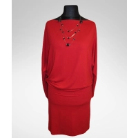 Sukienka Noemi z rękawem kimono i dekoltem łódka - czerwona